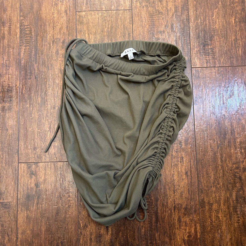 Olive Green Ruched Skirt